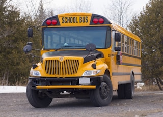 yellow school bus on road