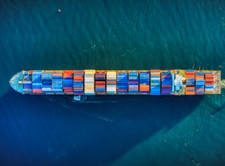 aerial view of boat on water