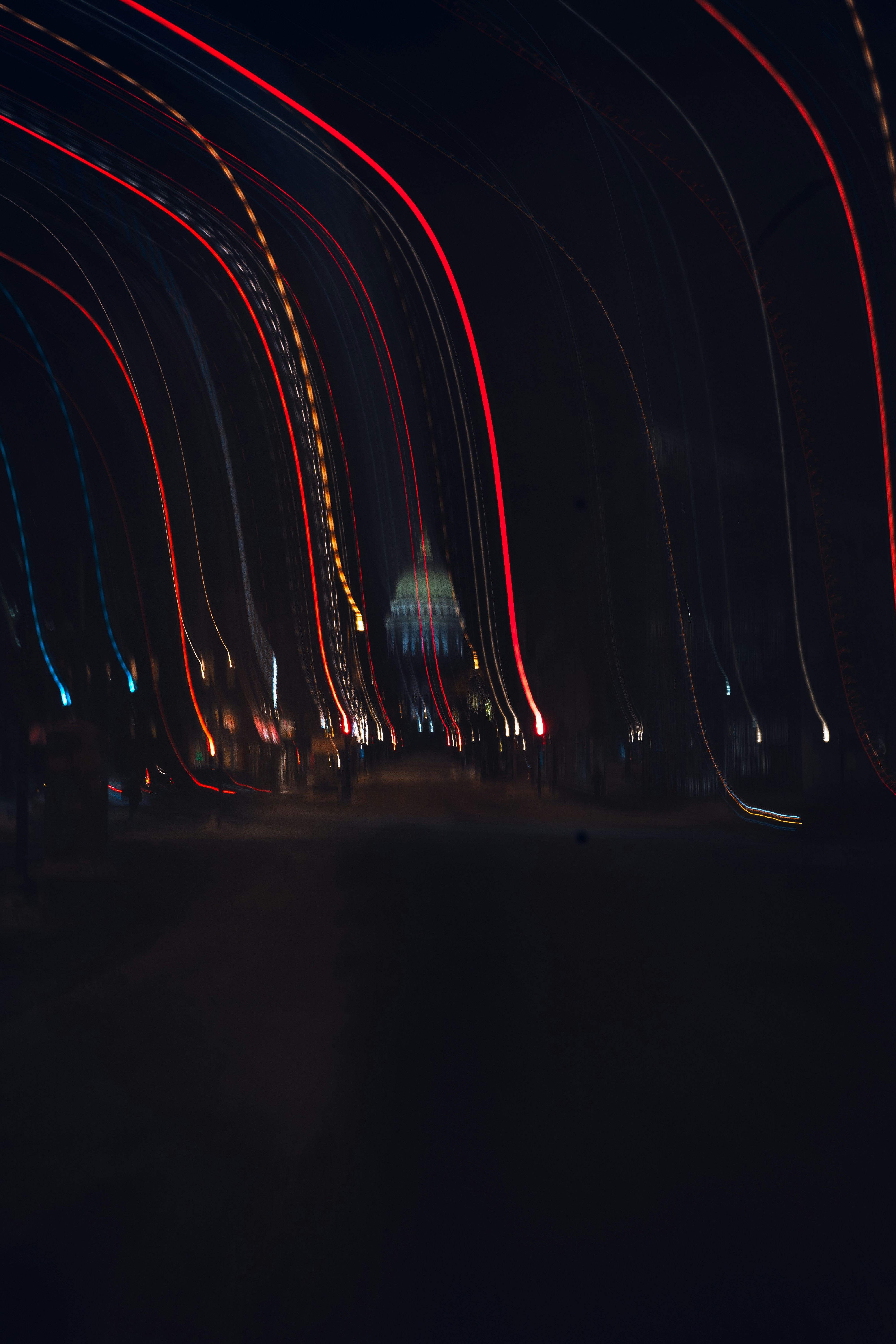 red and blue lights during night time