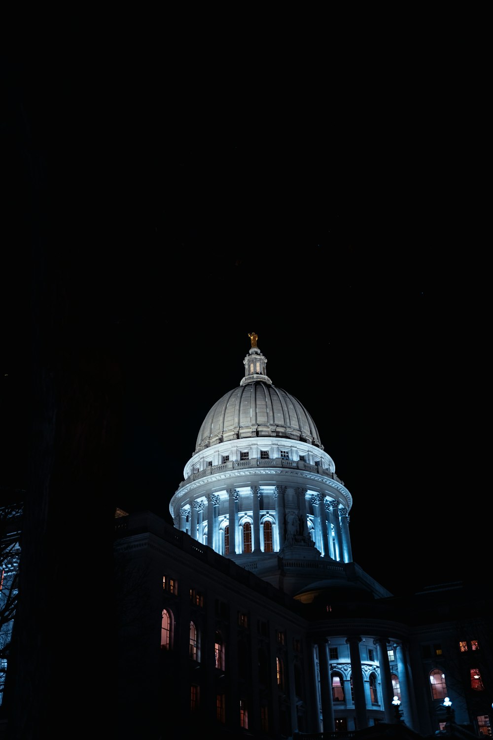 white and blue dome building