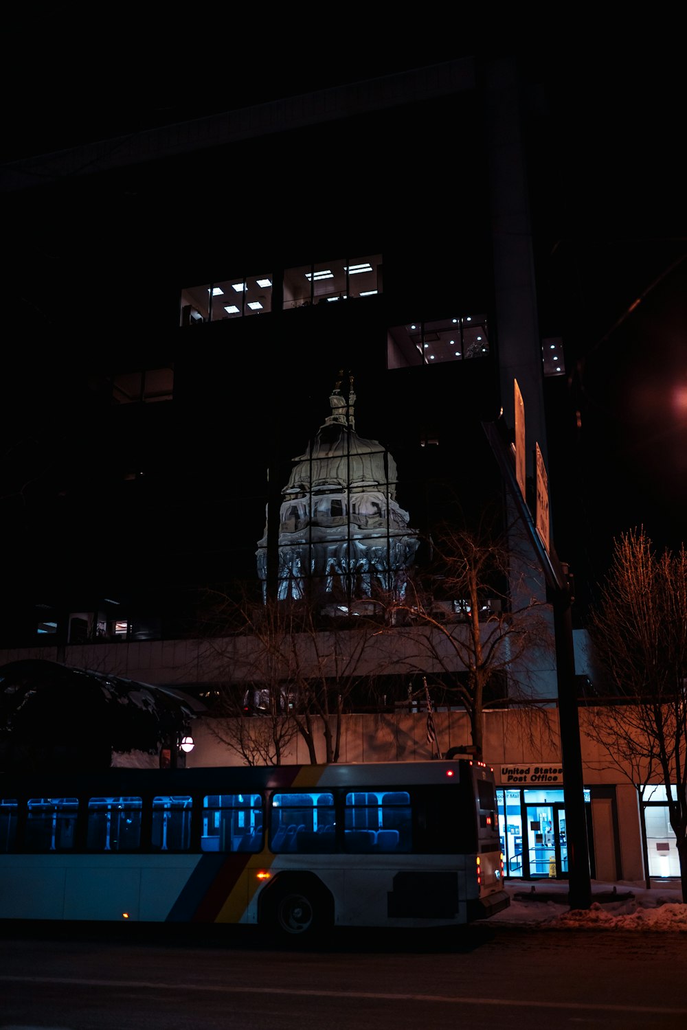 white concrete building during night time