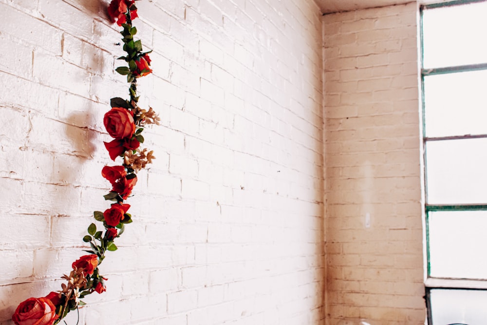 red and green floral wreath