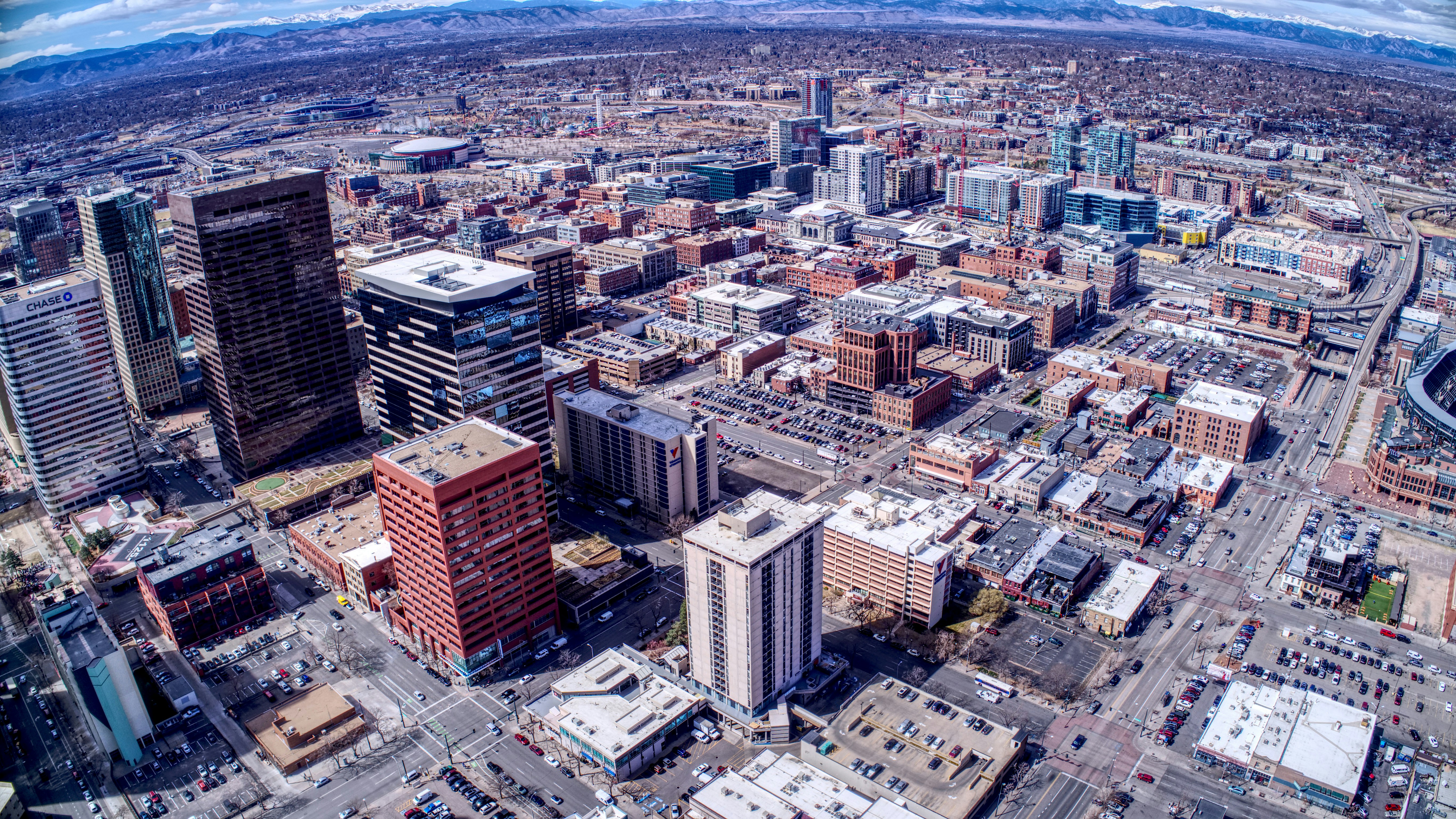 Northwest downtown Denver and beyond from 20th and Lawrence - 2017