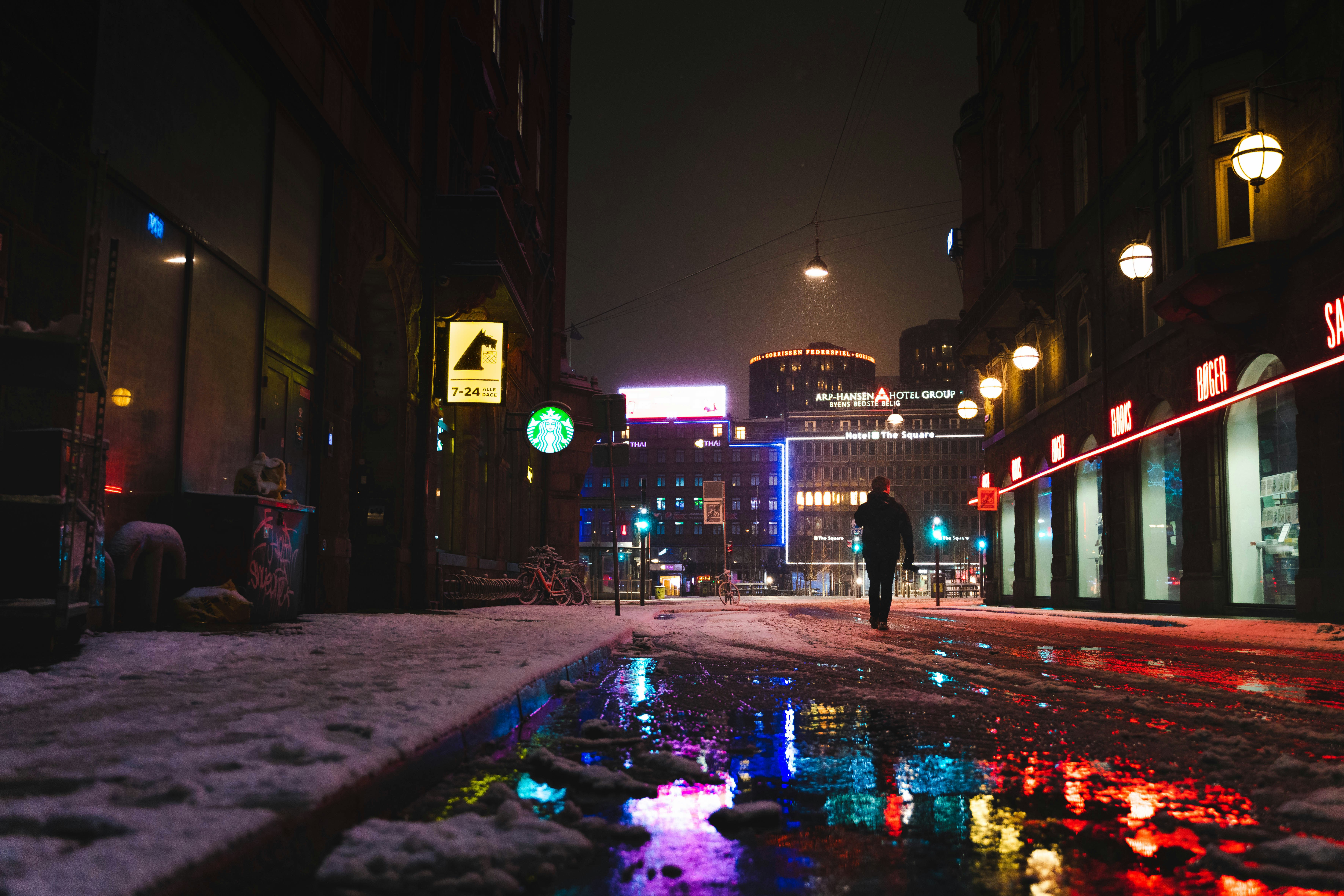 Snowy Copenhagen night