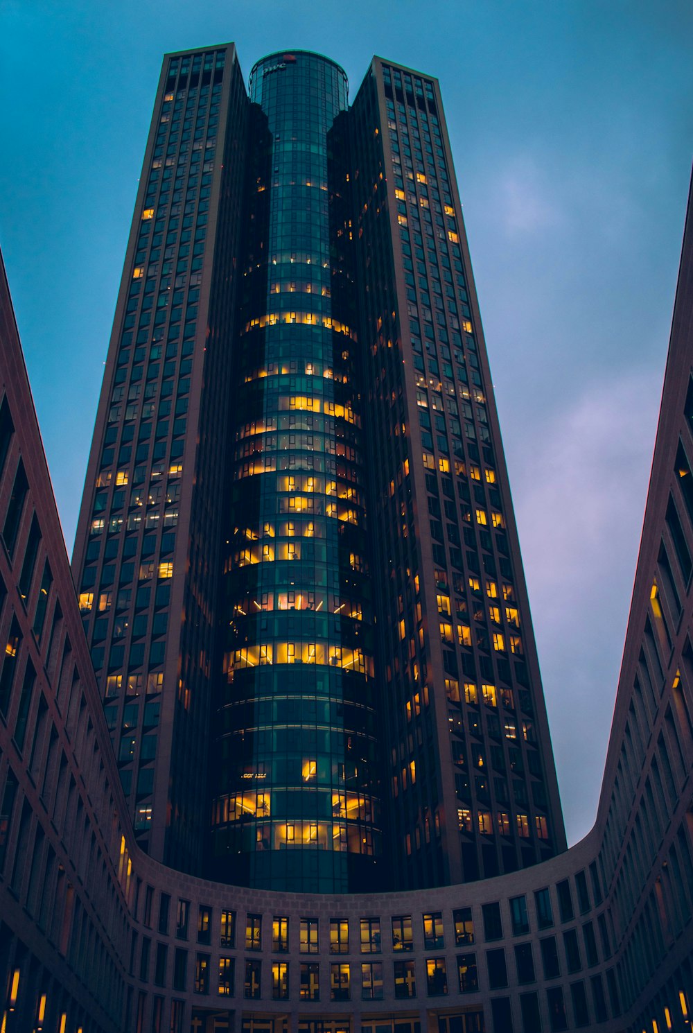 black and blue high rise building