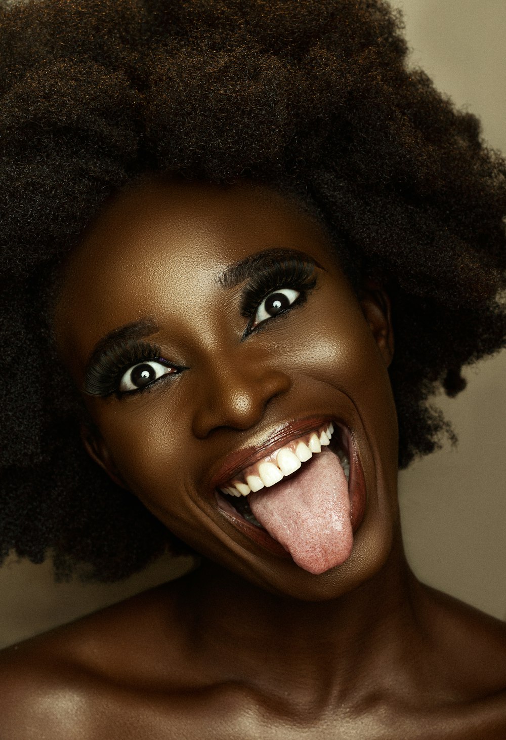 woman with black curly hair