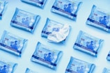 blue and white plastic pack