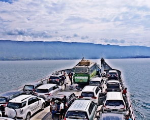 A ferry transporting vehicles and passengers across the waters surrounding Chiloé.