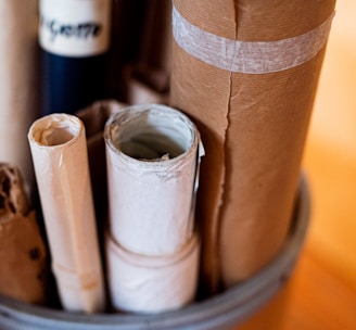 white and brown rolled paper