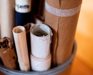 white and brown rolled paper