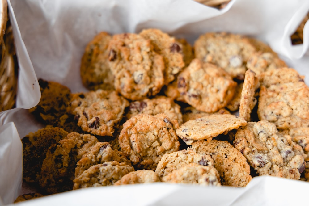 brown cookies on white paper