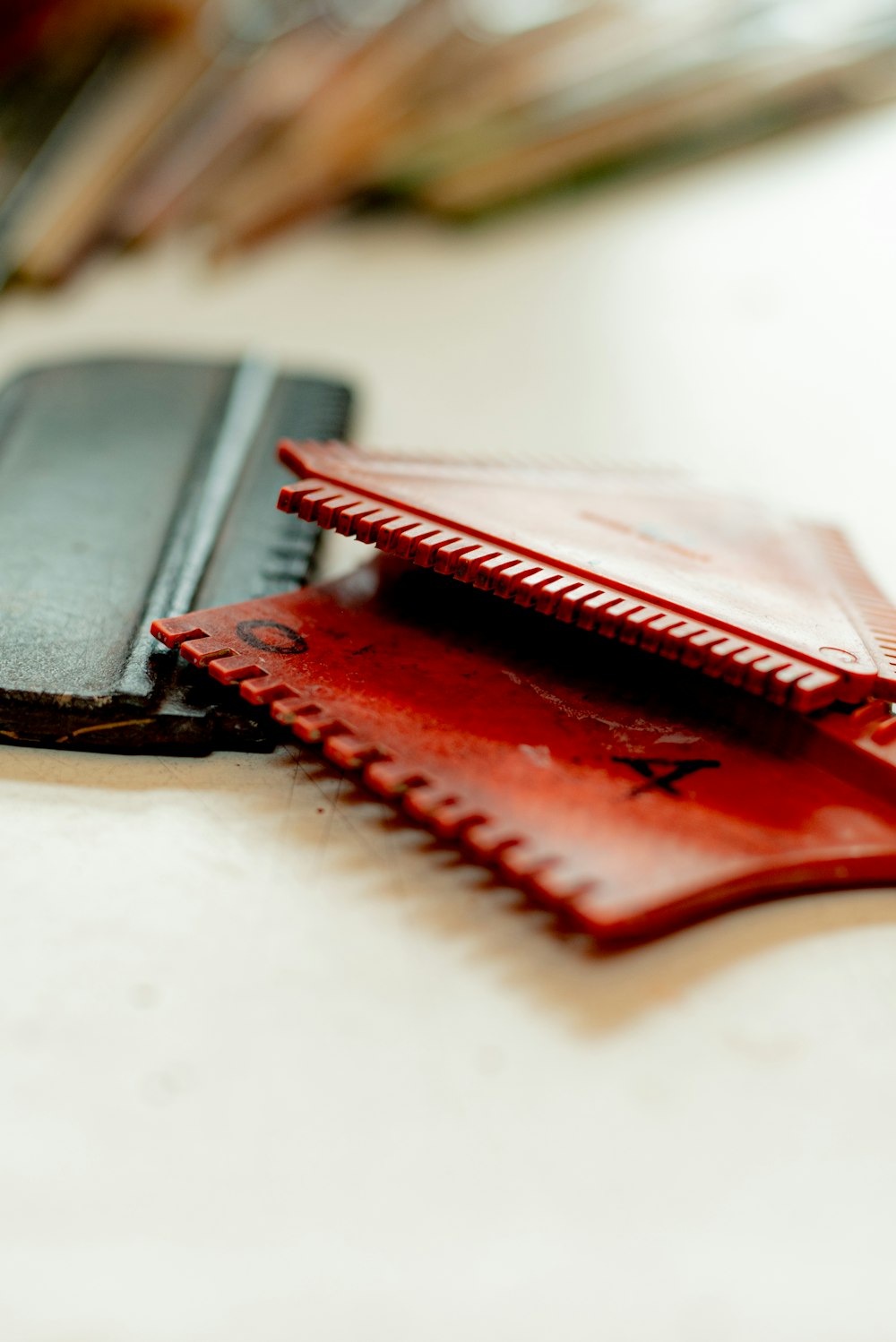 red and white leather wallet