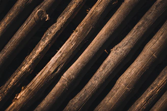 A warm, inviting lumberyard with neatly stacked wooden planks under soft natural light.