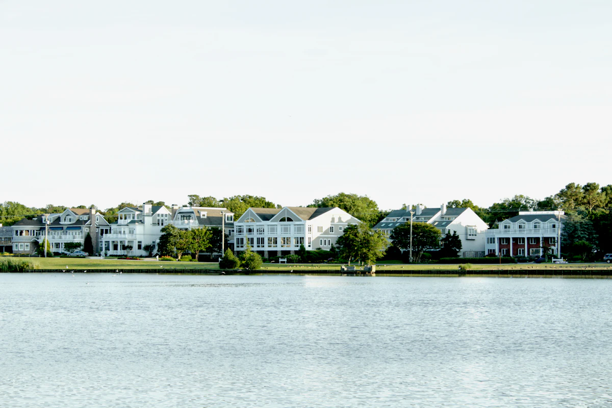 White and green waterfront house in Dewey Beach, Delaware