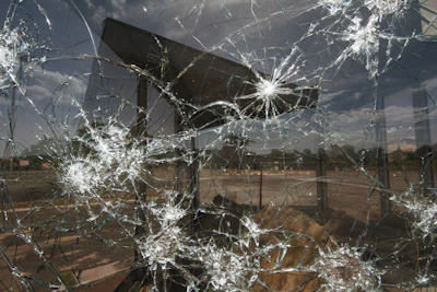 Cracked car windshield