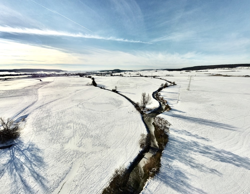 white snow covered field under blue sky during daytime