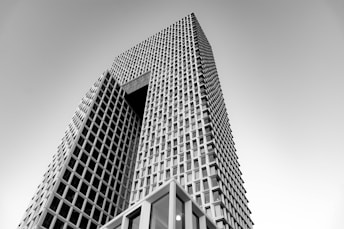 grayscale photo of concrete building