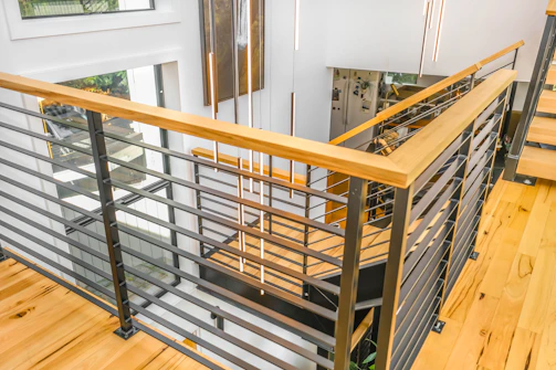 white and brown wooden staircase