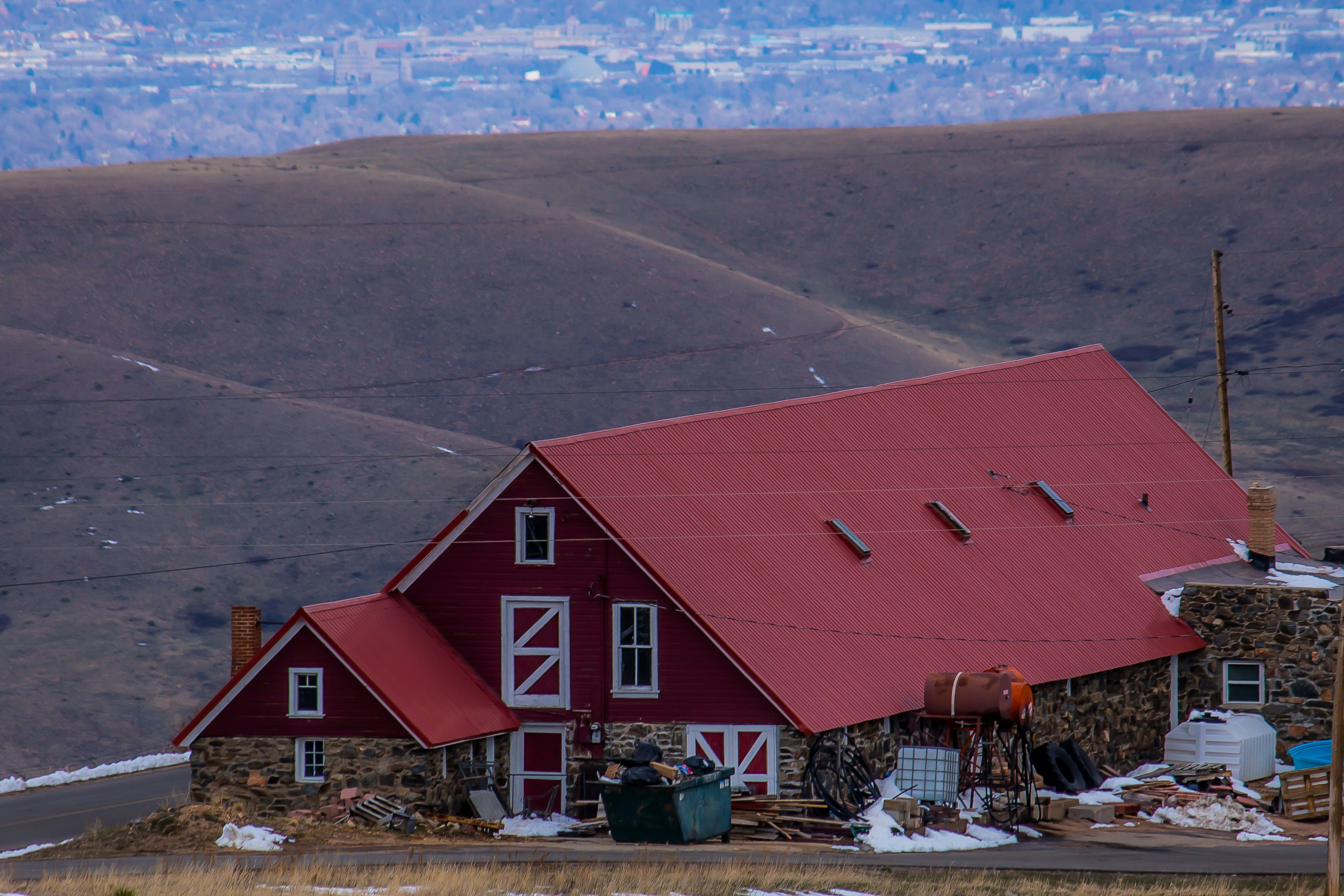 red and white concrete house