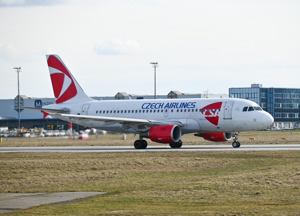 A plane on the tarmac at Václav Havel Airport Prague