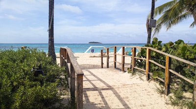 brown wooden fence on beach during daytime