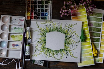 white and green floral wall decor