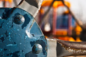 Close-up of galvanized tubes ready for playground construction
