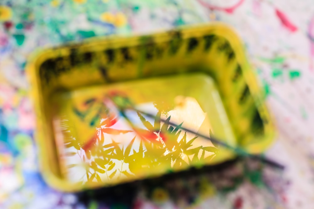 yellow and black floral tray