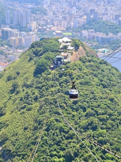 The ropeway gliding over Kharagpur Hill, offering breathtaking views of the heritage sites below.