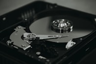 black and silver hard disk drive