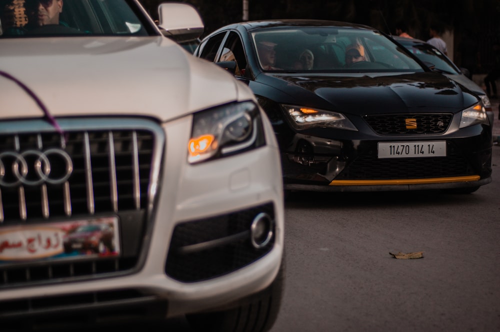 black and white audi car