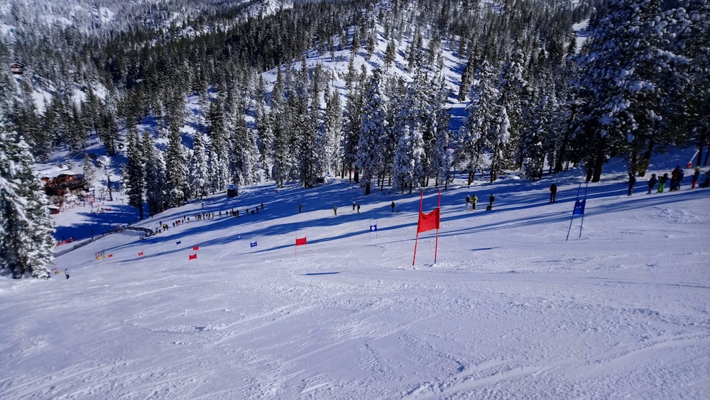 people riding ski lift on snow covered ground during daytime