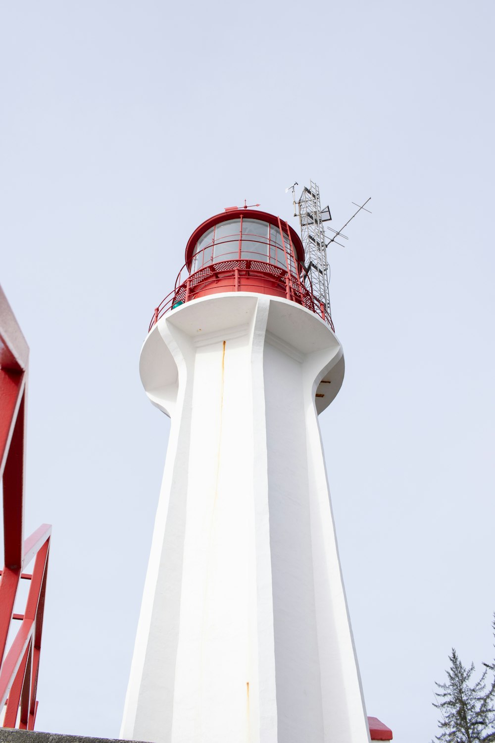 white and red concrete tower