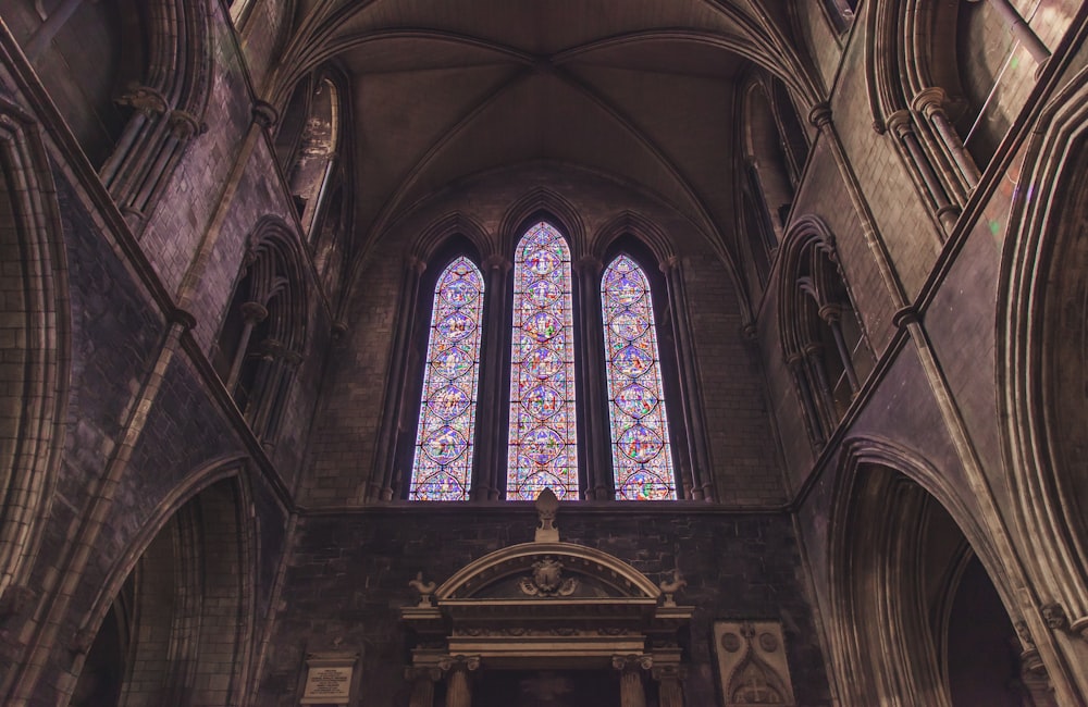 low angle photography of cathedral interior