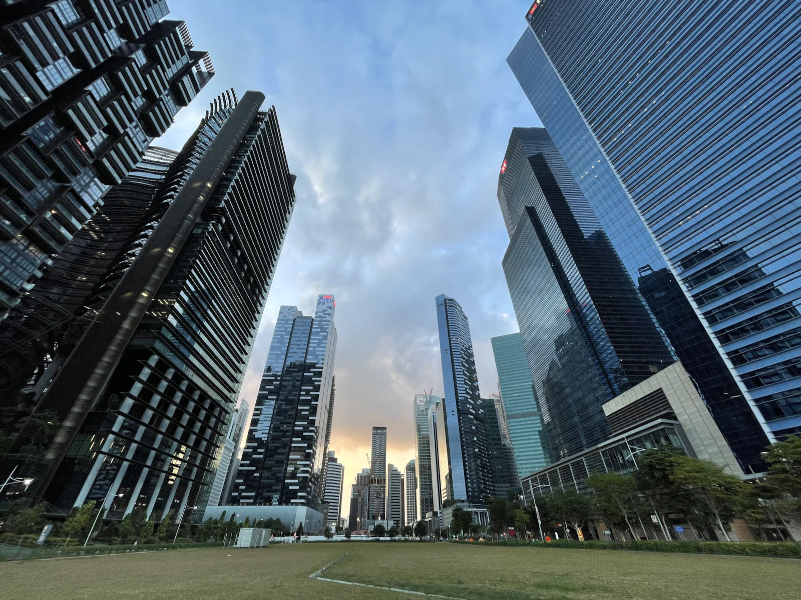 Concrete office building under cloud