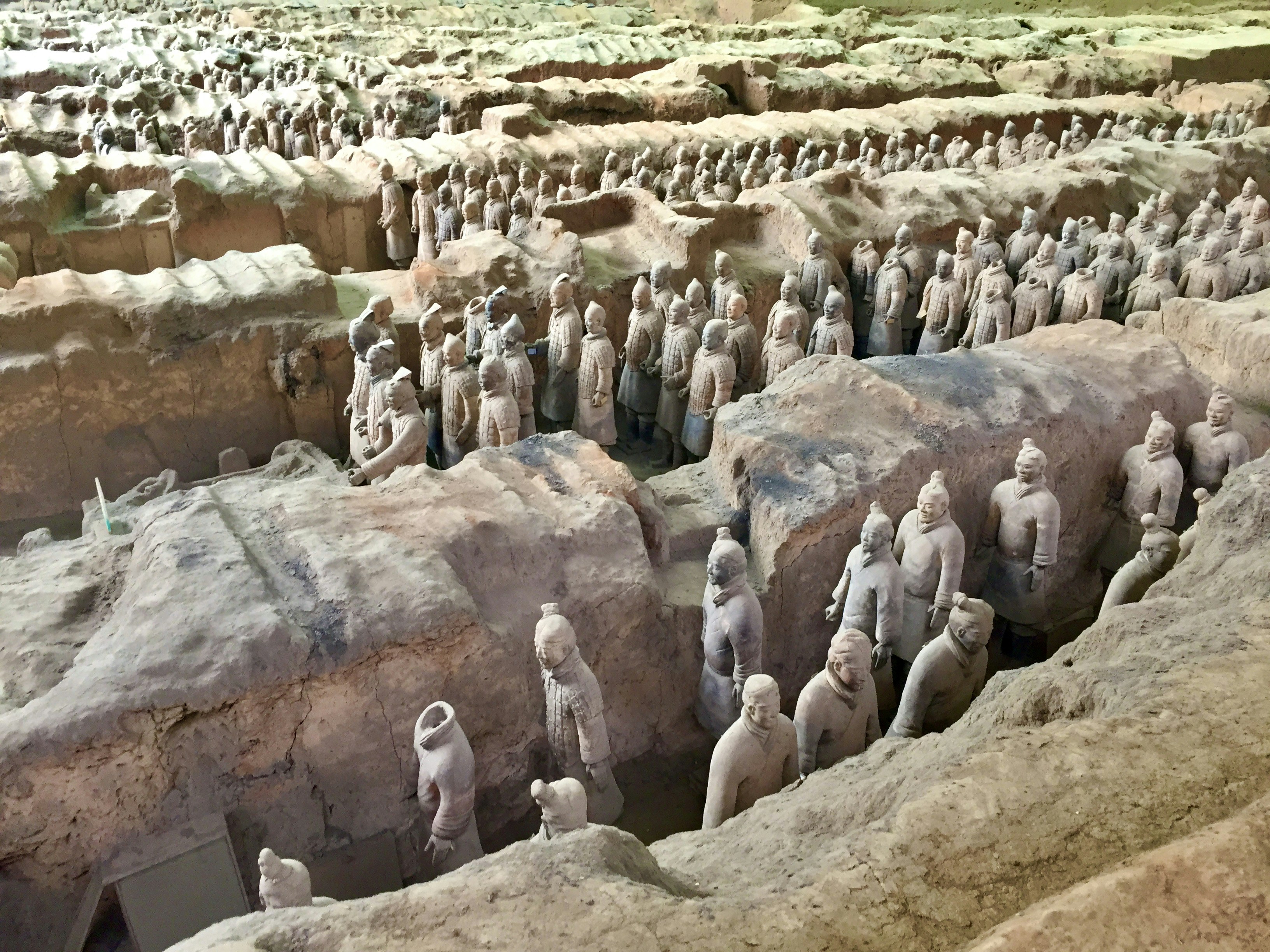 Terracotta Army warriors in the pit at Xi'an China