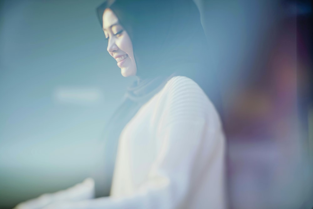 woman in white hijab veil