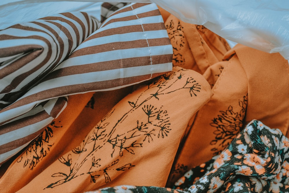 white and blue striped textile