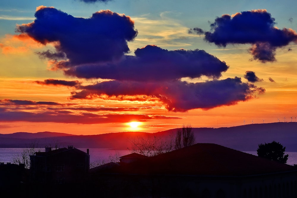 silhouette of trees under cloudy sky during sunset