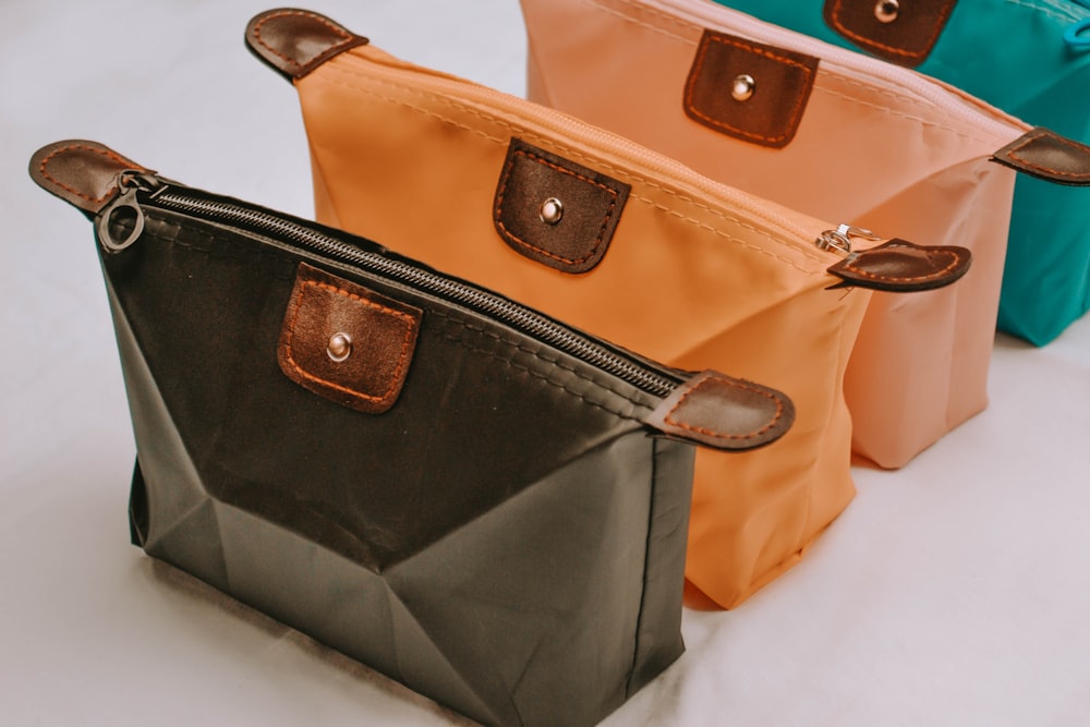 black and brown leather handbag