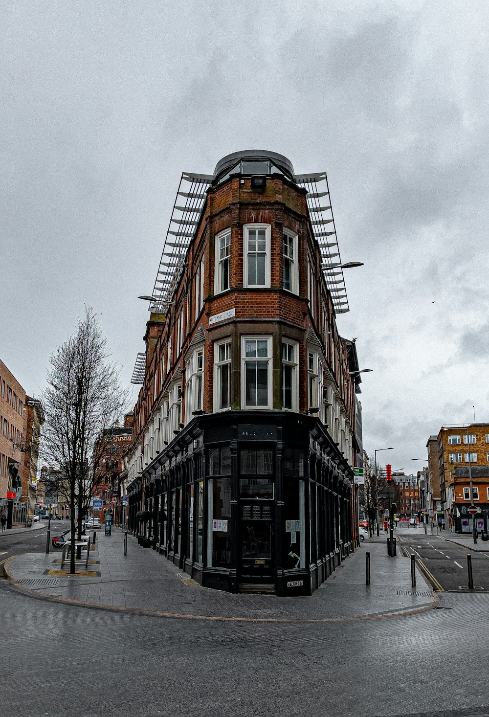 a building with a fire escape on top of it