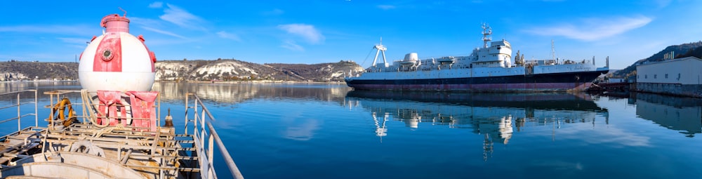 weißes und schwarzes Schiff tagsüber auf dem Wasser unter blauem Himmel