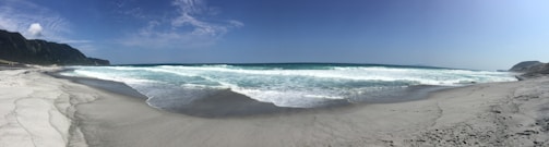 A panoramic view of Isla Isabel’s coastline with waves gently crashing