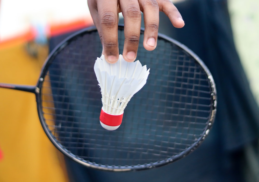 person holding black and yellow electric fly swatter