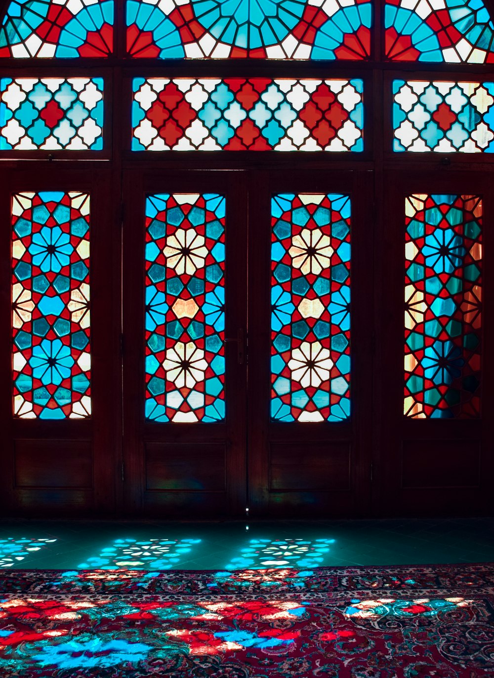 black and red floral window