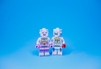 white and purple robot toy