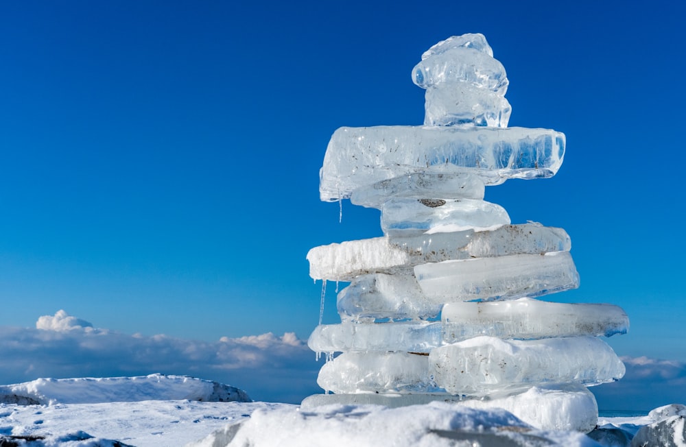 ice blocks on white snow