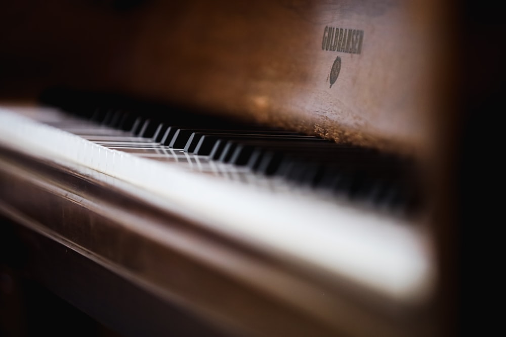 brown and white piano keys