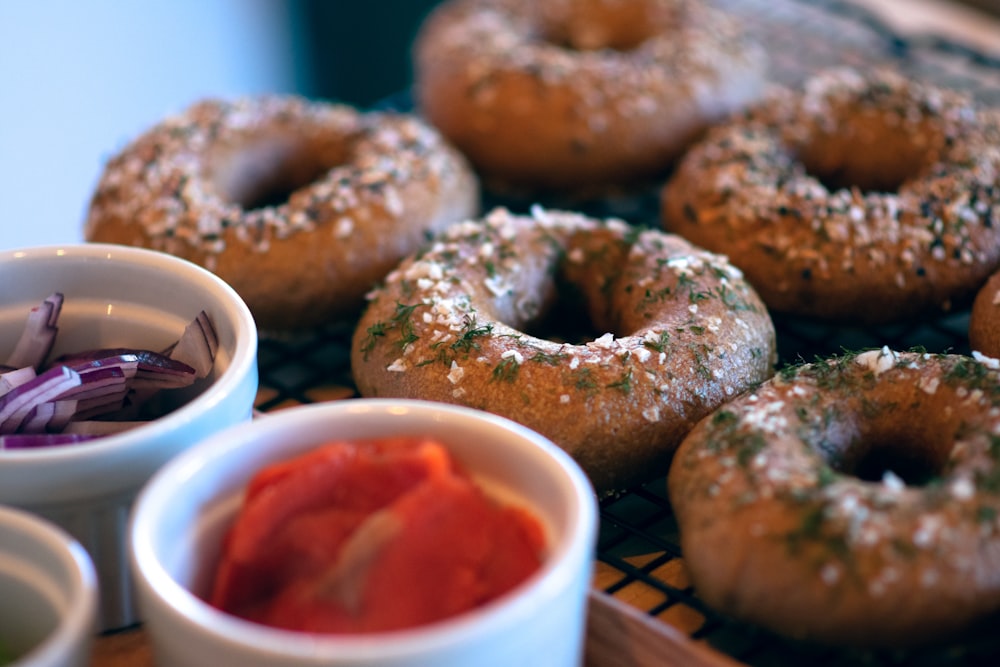 donuts on brown paper bag