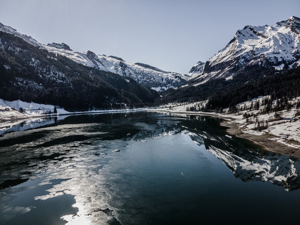 lake near snow covered mountains during daytime